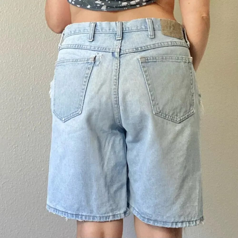 Vintage Wranglers Distressed Thrashed High Waisted Baggy Jean Shorts Size 34